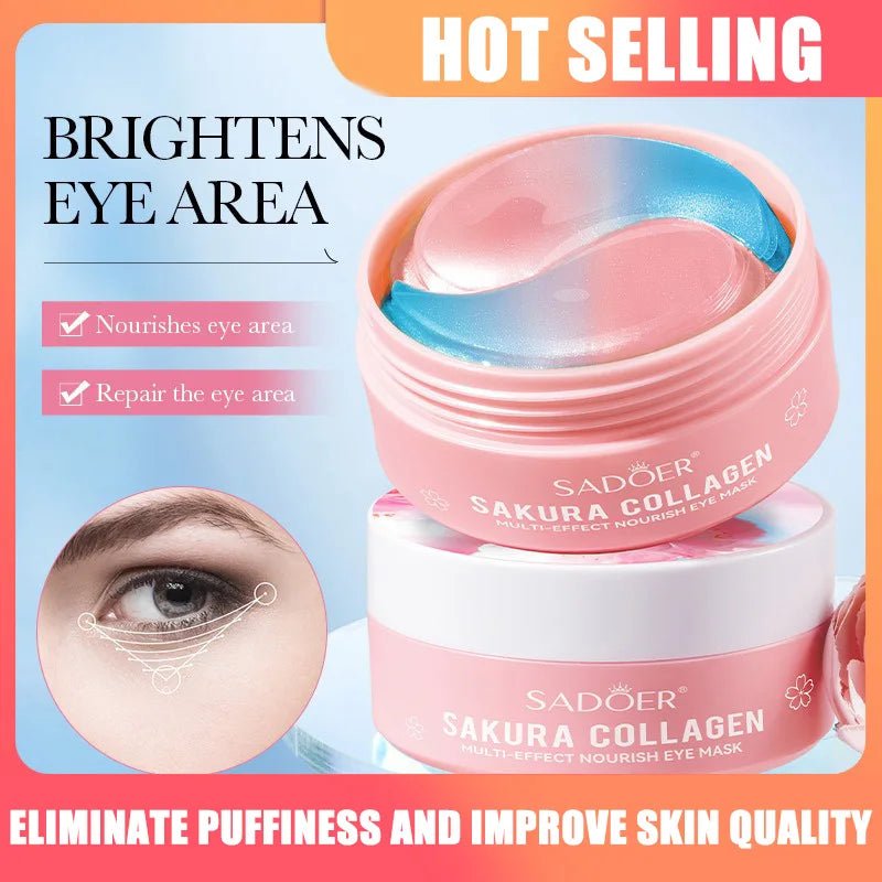 Masque Contour des Yeux Sakura Collagène - 60 Patchs Anti - Cernes Hydratant - meliaglow