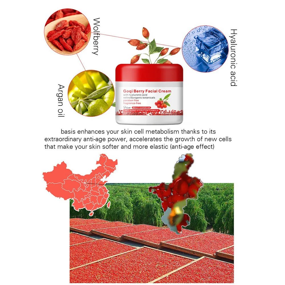 Crème Visage Baies de Goji 100ml - Hydratante Anti - Âge à l'Essence de Lyciet - meliaglow